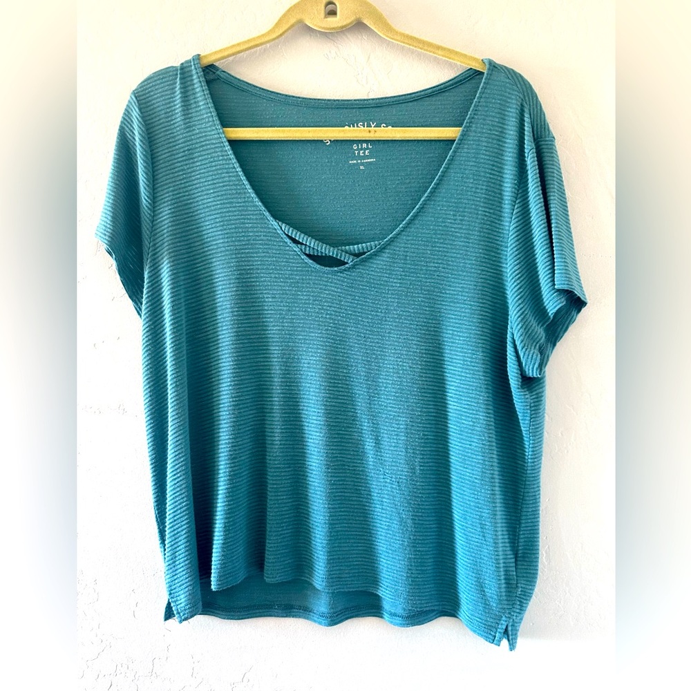 Aero Seriously Soft Aero Size L Blue Short Sleeved Shirt Size XL